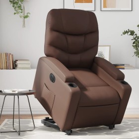 Sillón reclinable elevable eléctrico de cuero sintético marrón de , Sillones - Ref: Foro24-3204674, Precio: 315,99 €, Descuen...