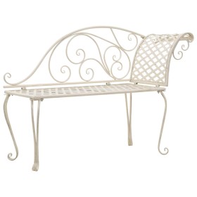 Aged white steel garden lounger bench 128 cm by vidaXL, garden benches - Ref: Foro24-45431, Price: 124,18 €, Discount: %