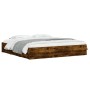 Cama con cajones madera de ingeniería roble ahumado 200x200 cm de , Camas y somieres - Ref: Foro24-3207249, Precio: 219,81 €,...