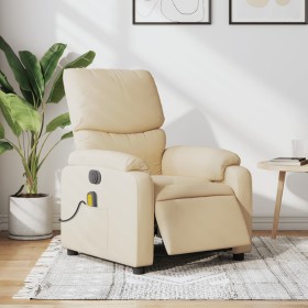 Sillón reclinable de masaje eléctrico tela color crema de , Sillones - Ref: Foro24-3204821, Precio: 266,99 €, Descuento: %