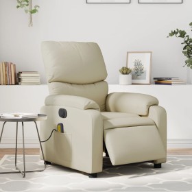 Cream synthetic leather electric reclining massage chair by , Armchairs - Ref: Foro24-3204880, Price: 258,99 €, Discount: %