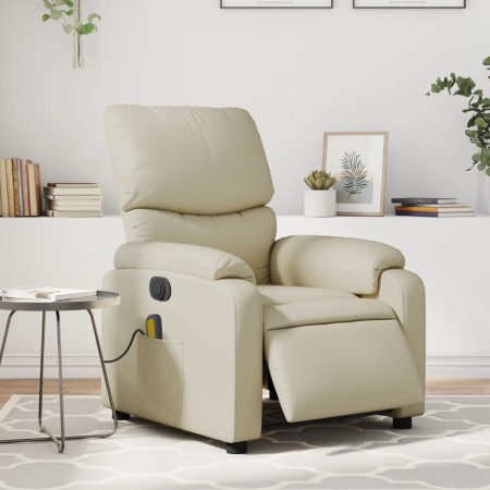 Sillón de masaje reclinable eléctrico cuero sintético crema de , Sillones - Ref: Foro24-3204880, Precio: 266,02 €, Descuento: %