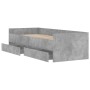 Concrete gray bed frame with drawers 100x200 cm by , Beds and slatted bases - Ref: Foro24-3207339, Price: 195,25 €, Discount: %