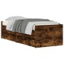 Smoked oak bed frame with drawers 90x200 cm by , Beds and slatted bases - Ref: Foro24-3207347, Price: 177,29 €, Discount: %