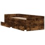 Smoked oak bed frame with drawers 90x200 cm by , Beds and slatted bases - Ref: Foro24-3207347, Price: 177,29 €, Discount: %