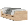 Sonoma oak bed frame with drawers 90x200 cm by , Beds and slatted bases - Ref: Foro24-3207345, Price: 175,35 €, Discount: %