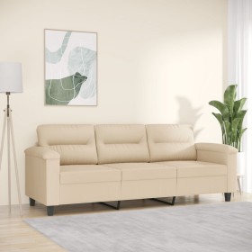 3-seater sofa in cream microfiber fabric 180 cm by , Sofas - Ref: Foro24-359571, Price: 315,99 €, Discount: %