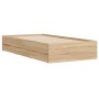 Cama con cajones madera ingeniería roble Sonoma 100x200 cm de , Camas y somieres - Ref: Foro24-3207289, Precio: 136,19 €, Des...