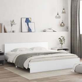 White bed frame with headboard 160x200 cm by , Beds and slatted bases - Ref: Foro24-3207469, Price: 156,99 €, Discount: %