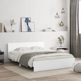 Estructura de cama con cabecero blanca 150x200 cm de , Camas y somieres - Ref: Foro24-3207476, Precio: 169,99 €, Descuento: %