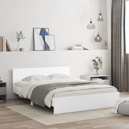 Estructura de cama con cabecero blanca 150x200 cm de , Camas y somieres - Ref: Foro24-3207476, Precio: 166,62 €, Descuento: %