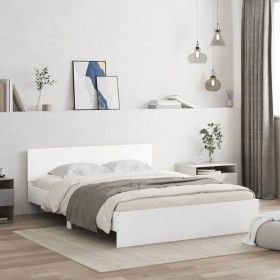 White bed frame with headboard 140x190 cm by , Beds and slatted bases - Ref: Foro24-3207497, Price: 156,99 €, Discount: %