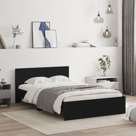 Estructura de cama con cabecero negro 120x190 cm de , Camas y somieres - Ref: Foro24-3207512, Precio: 164,43 €, Descuento: %