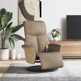 Sillón reclinable masaje reposapiés cuero sintético capuchino de , Sillones - Ref: Foro24-356636, Precio: 258,99 €, Descuento: %