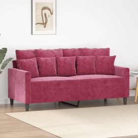 2-Sitzer-Sofa aus rotem Samt, 140 cm von , Sofas - Ref: Foro24-359307, Preis: 241,99 €, Rabatt: %