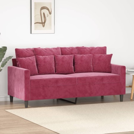 2-Sitzer-Sofa aus rotem Samt, 140 cm von , Sofas - Ref: Foro24-359307, Preis: 240,94 €, Rabatt: %