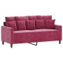 2-Sitzer-Sofa aus rotem Samt, 140 cm von , Sofas - Ref: Foro24-359307, Preis: 240,94 €, Rabatt: %