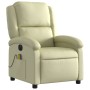 Sillón reclinable de masaje eléctrico cuero auténtico crema de , Sillones - Ref: Foro24-3204260, Precio: 384,25 €, Descuento: %