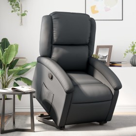 Sillón reclinable elevable cuero auténtico negro de , Sillones - Ref: Foro24-3204262, Precio: 477,99 €, Descuento: %