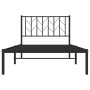 Bed frame with black metal headboard 100x200 cm by , Beds and slatted bases - Ref: Foro24-374432, Price: 68,87 €, Discount: %