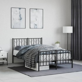 Black metal headboard and footboard bed frame 120x200cm by , Beds and slatted bases - Ref: Foro24-374453, Price: 108,10 €, Di...