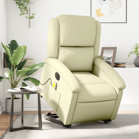 Sillón reclinable masaje eléctrico de pie cuero auténtico crema de , Sillones - Ref: Foro24-3204276, Precio: 447,82 €, Descue...