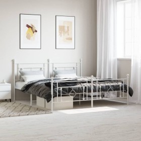 Metal bed frame with headboard and footboard white 183x213 cm by , Beds and slatted bases - Ref: Foro24-374411, Price: 115,99...