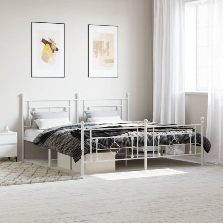 Estructura cama metal con cabecero y pie cama blanco 183x213 cm de , Camas y somieres - Ref: Foro24-374411, Precio: 126,07 €,...