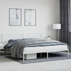 Estructura de cama con cabecero metal blanca 200x200 cm de , Camas y somieres - Ref: Foro24-374493, Precio: 98,99 €, Descuent...