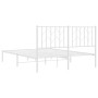 Metal bed frame with white headboard 135x190 cm by , Beds and slatted bases - Ref: Foro24-374485, Price: 101,46 €, Discount: %