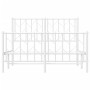 Metal bed frame with headboard and white footboard 120x200 cm by , Beds and slatted bases - Ref: Foro24-374502, Price: 104,67...