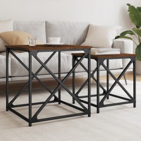 Stackable coffee tables 2 pieces engineered wood brown oak by , Coffee table - Ref: Foro24-838947, Price: 44,99 €, Discount: %