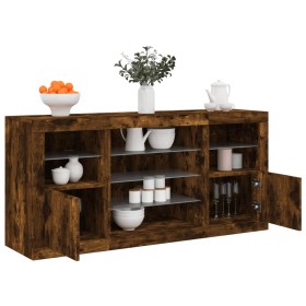 Sideboard with LED lights smoked oak 142.5x37x67 cm by , Sideboards - Ref: Foro24-3209090, Price: 155,63 €, Discount: %