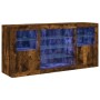 Aparador con luces LED roble ahumado 142,5x37x67 cm de , Aparadores - Ref: Foro24-3209090, Precio: 161,86 €, Descuento: %