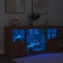 Sideboard with LED lights brown oak 142.5x37x67 cm by , Sideboards - Ref: Foro24-3209092, Price: 156,99 €, Discount: %