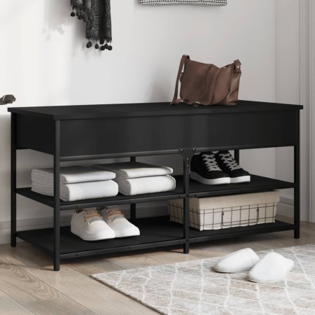 Black engineered wood shoe bench 100x42.5x50 cm by , Benches for halls and storage - Ref: Foro24-839033, Price: 85,99 €, Disc...