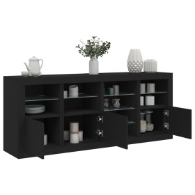 Sideboard with LED lights black 164x37x67 cm by , Sideboards - Ref: Foro24-3209052, Price: 234,85 €, Discount: %