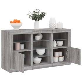 Sideboard with LED lights Sonoma gray 123x37x67 cm by , Sideboards - Ref: Foro24-3209084, Price: 144,99 €, Discount: %