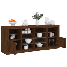 Sideboard with smoked oak LED lights 163x37x67 cm by , Sideboards - Ref: Foro24-3209099, Price: 164,99 €, Discount: %