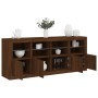 Sideboard with LED lights smoked oak 163x37x67 cm by , Sideboards - Ref: Foro24-3209078, Price: 175,78 €, Discount: %