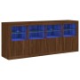 Sideboard with LED lights smoked oak 163x37x67 cm by , Sideboards - Ref: Foro24-3209078, Price: 175,78 €, Discount: %