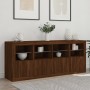 Sideboard with LED lights smoked oak 163x37x67 cm by , Sideboards - Ref: Foro24-3209078, Price: 175,78 €, Discount: %