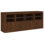 Sideboard with LED lights smoked oak 163x37x67 cm by , Sideboards - Ref: Foro24-3209078, Price: 175,78 €, Discount: %