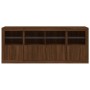 Sideboard with LED lights smoked oak 163x37x67 cm by , Sideboards - Ref: Foro24-3209078, Price: 175,78 €, Discount: %