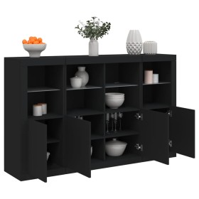 Sideboards with LED lights 3 pieces black engineered wood by , Sideboards - Ref: Foro24-3209115, Price: 246,04 €, Discount: %