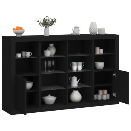 Sideboards mit LED-Beleuchtung, 3 Stück, schwarzes Holzwerkstoff von , Sideboards - Ref: Foro24-3209136, Preis: 246,57 €, Rab...