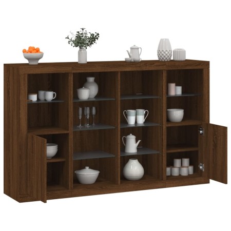 Sideboard mit LED-Licht, 3-teilig, Eichenbraun, Holzwerkstoff von , Sideboards - Ref: Foro24-3209141, Preis: 224,49 €, Rabatt: %