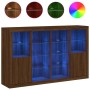 Sideboard with LED light 3 pieces oak brown engineered wood by , Sideboards - Ref: Foro24-3209141, Price: 222,68 €, Discount: %