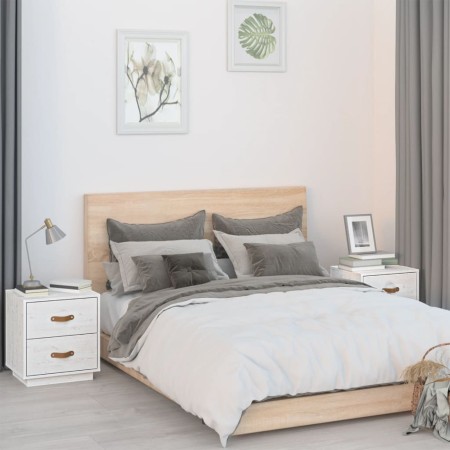 Nachttische 2 Stk. massives Kiefernholz weiß 40x34x45 cm von vidaXL, Nachttische - Ref: Foro24-818328, Preis: 84,55 €, Rabatt: %