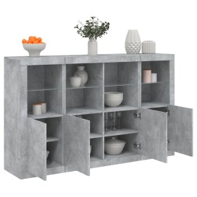 Sideboard with LED light 3 pieces concrete gray engineered wood by , Sideboards - Ref: Foro24-3209117, Price: 245,94 €, Disco...